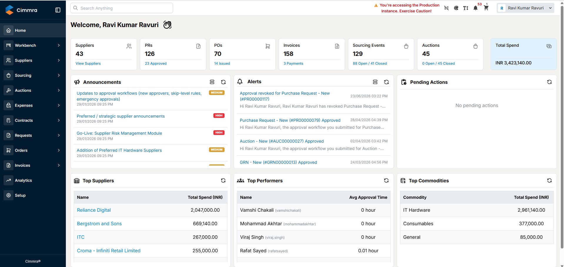 Cimmra home dashboard